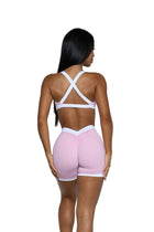 Pchee Light Pink and White V-Waist Scrunch Butt Shorts