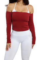 Dark Red Off the Shoulder Top