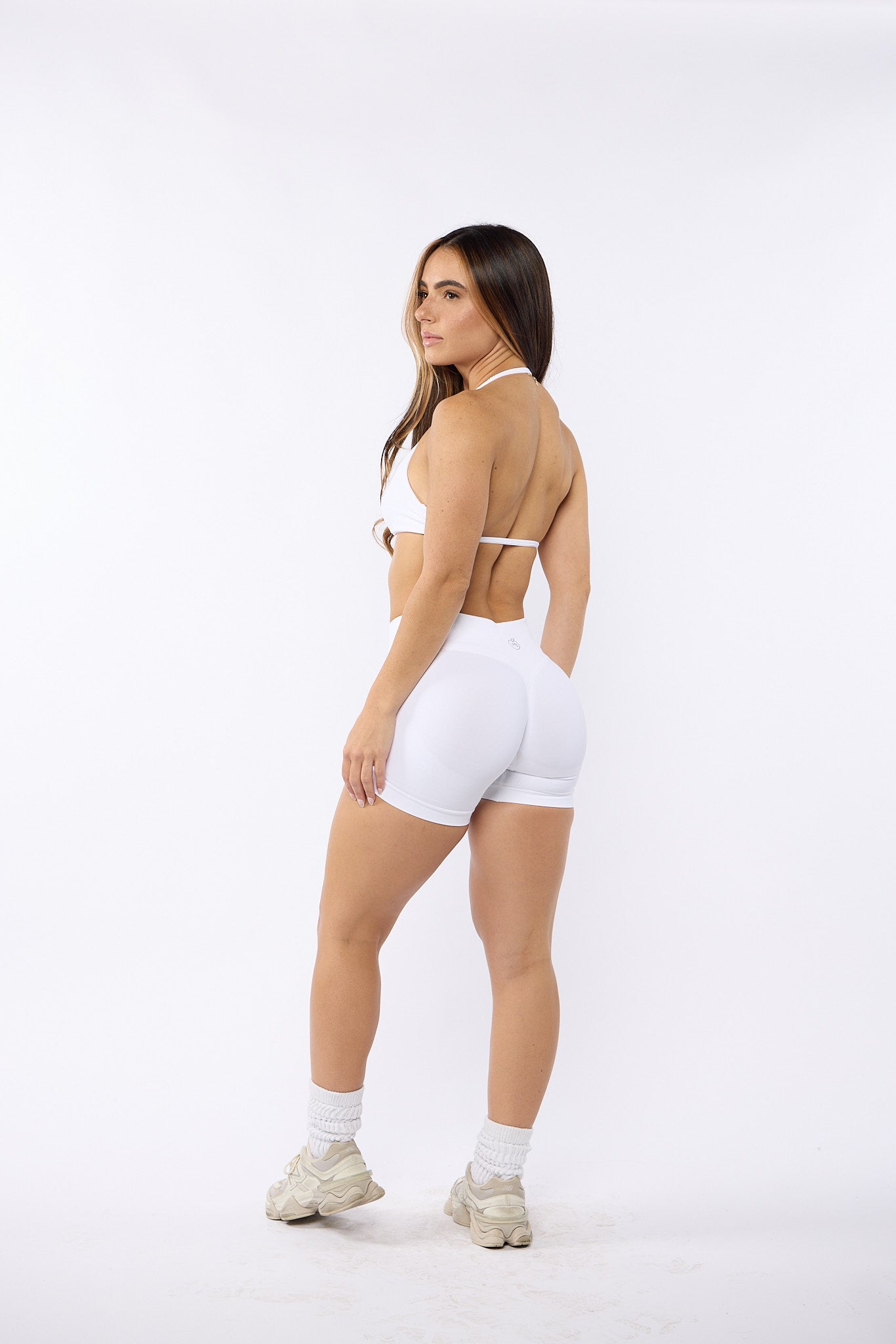 White Bombshell Sports Bra and Shaping Short Set