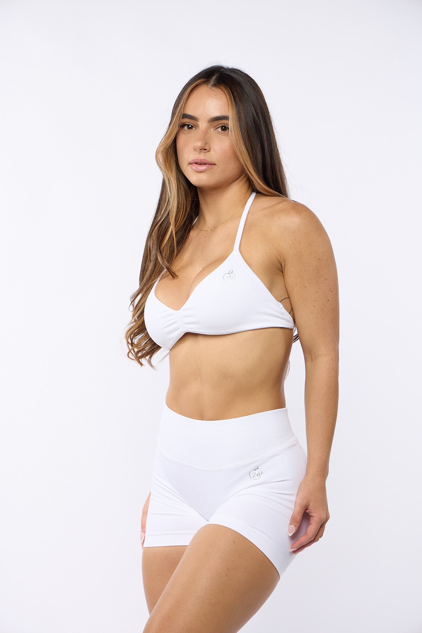 White Bombshell Sports Bra and Shaping Short Set