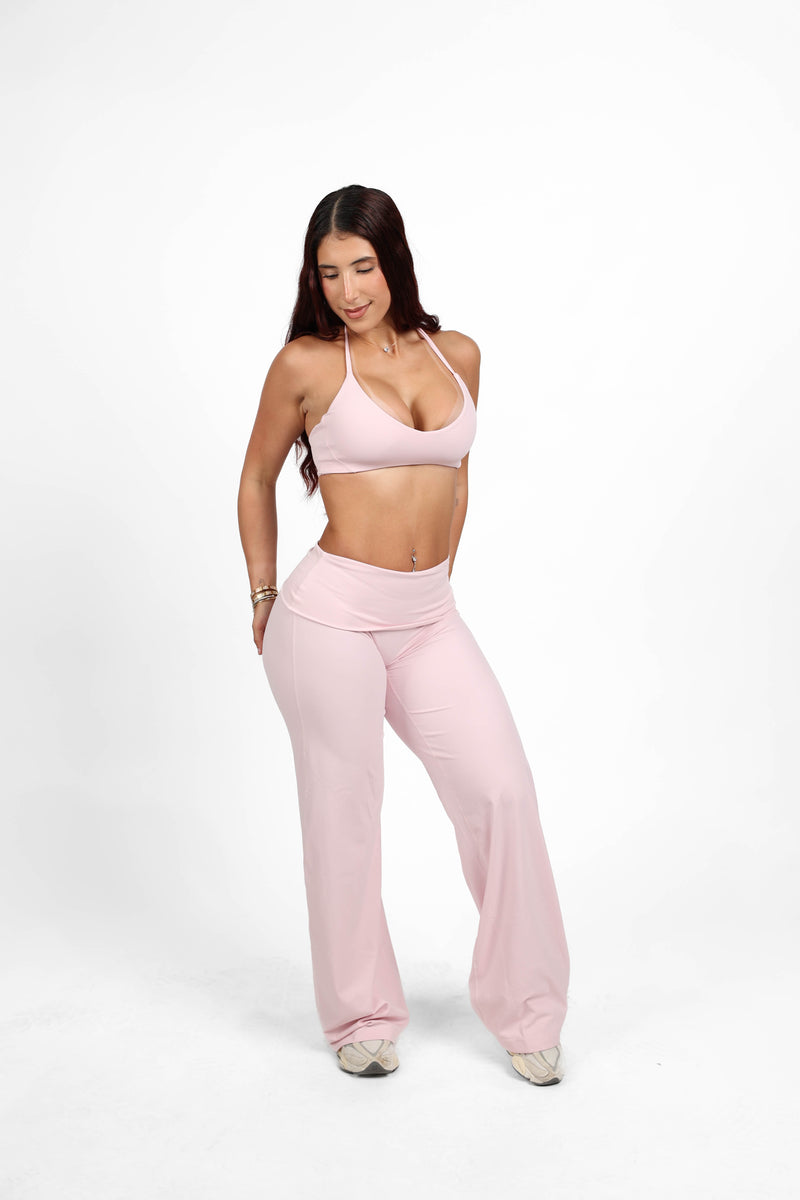Soft Pink Bra and Fold-over Straight Pant Set — view 2