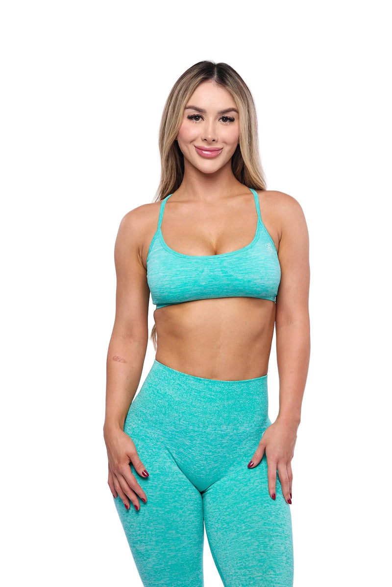 Aqua Heathered Sports Bra