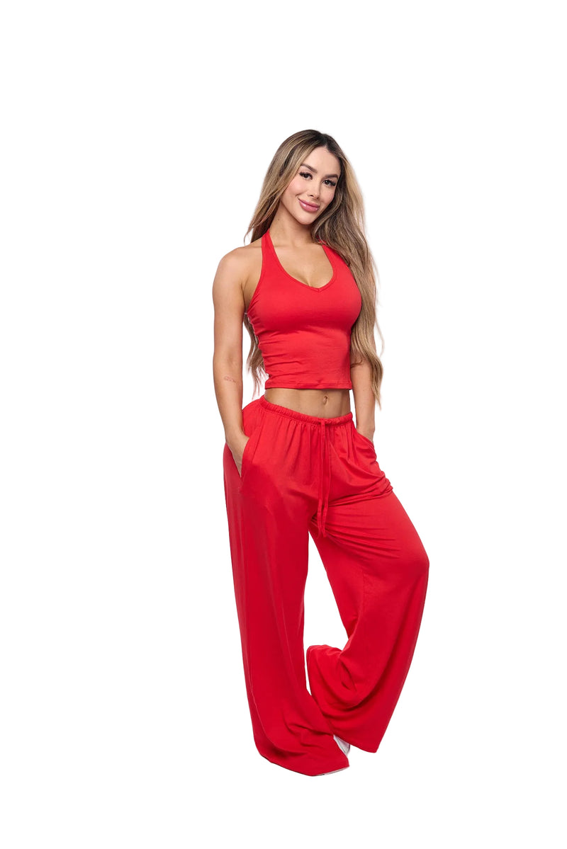 Red Halter Lounge Pant Set