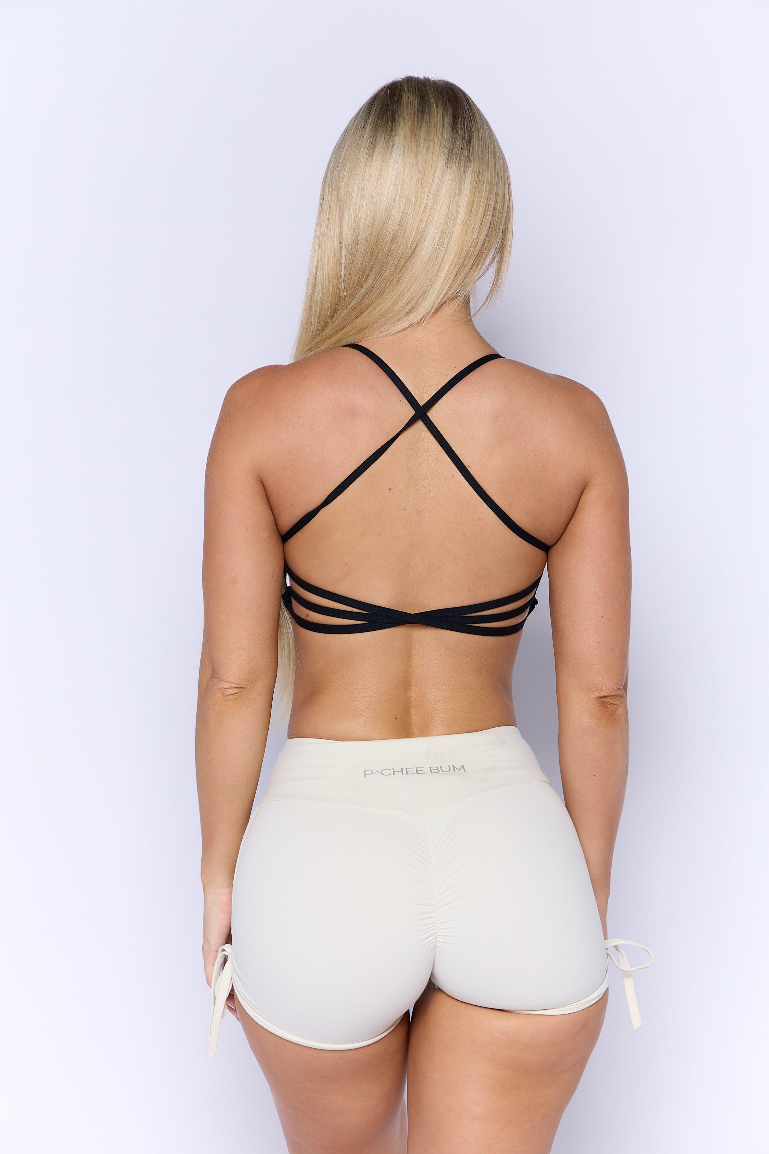 Black Open Bust Sports Bra - Pcheebum