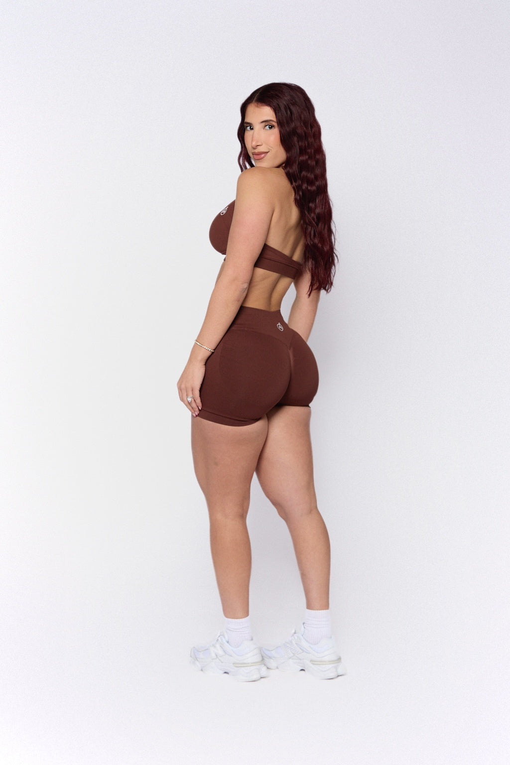 Brown Mid-Rise Shaping Shorts and Bra Set