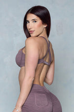 Pchee Cross Back Dusty Purple Sports Bra - Pcheebum