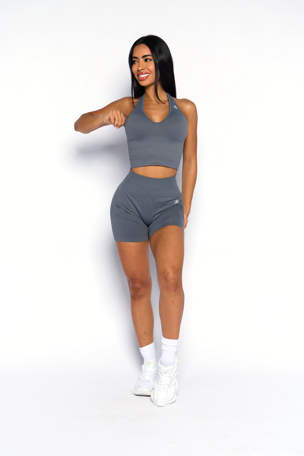 Grey 3-Piece Halter Tank and Short Set