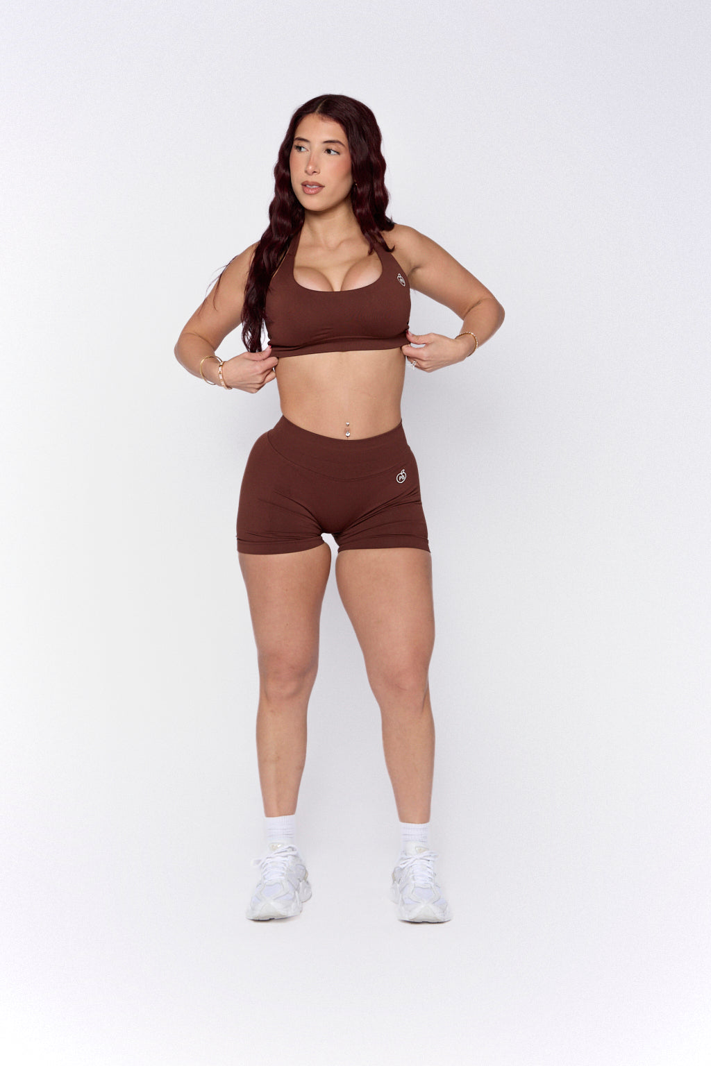 Brown Mid-Rise Shaping Shorts and Bra Set