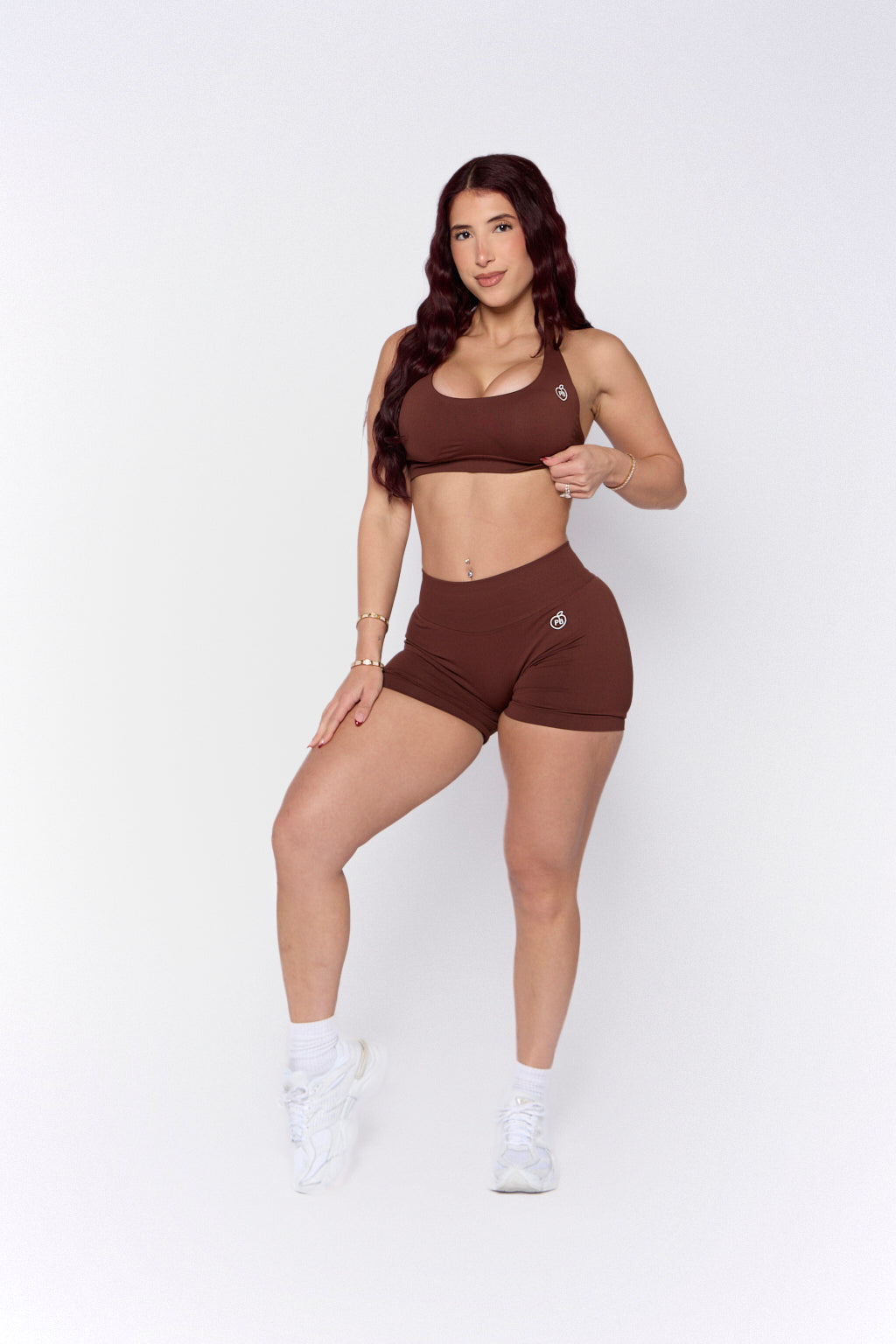 Brown Mid-Rise Shaping Shorts and Bra Set