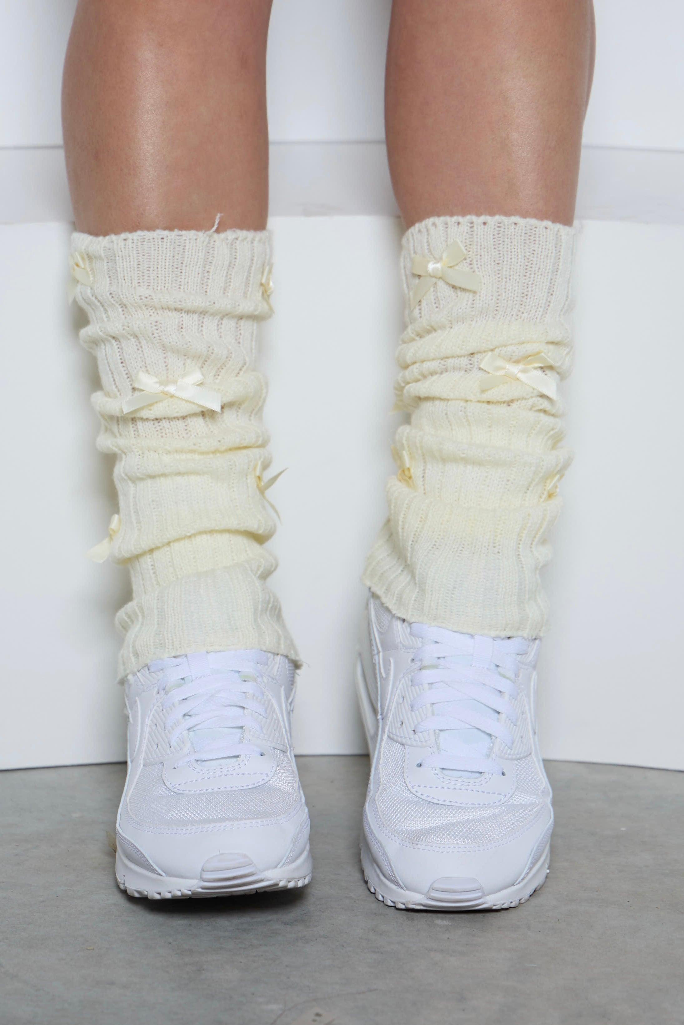 Cream Bow Leg Warmers - Pcheebum