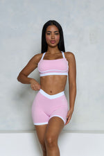 Pchee Light Pink and White V-Waist Scrunch Butt Shorts — view 3