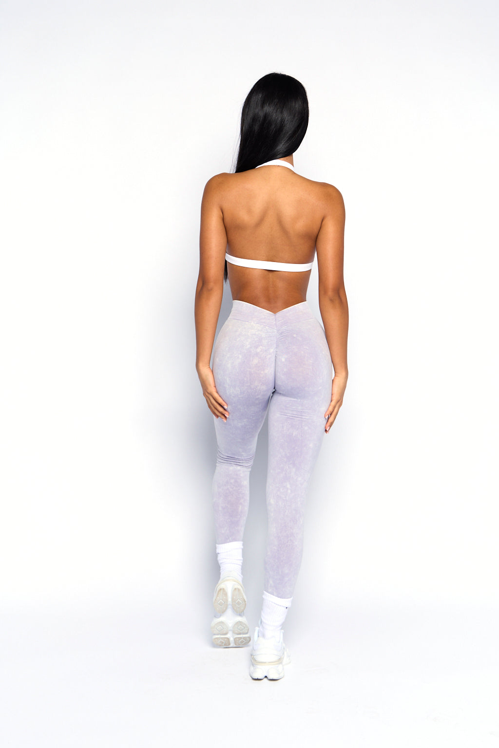 Lilac Acid Wash Low V-Back Scrunch Butt Leggings