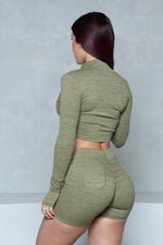 Pchee Cropped Olive Zipper Jacket - Pcheebum