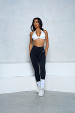 Black Shaping Scrunch Butt Leggings — fabric and waistband detail