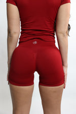 Cherry Red Mid-Rise Shaping Shorts