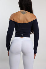 Navy Off the Shoulder Top — view 2