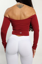 Dark Red Off the Shoulder Top — view 2