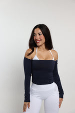 Navy Off the Shoulder Top — view 3