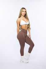 Brown Sculpting Acid Wash Scrunch Butt Leggings