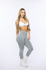 Light Grey Sculpting Acid Wash Scrunch Butt Leggings
