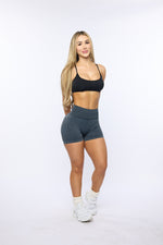 Black Sculpting Acid Wash Scrunch Butt Shorts — view 5