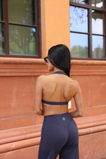 Pchee Navy Halter Bra and Straight Pant Set