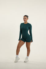 Forest Green Shaping Long Sleeve Romper