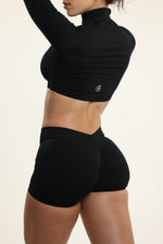 Black Zip Long Sleeve Crop