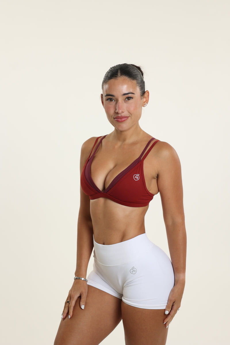 Wine and Cherry Red Double-Layer Bra