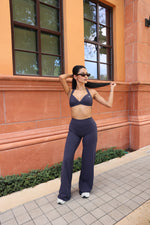 Pchee Navy Halter Bra and Straight Pant Set