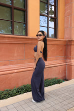 Pchee Navy Halter Bra and Straight Pant Set
