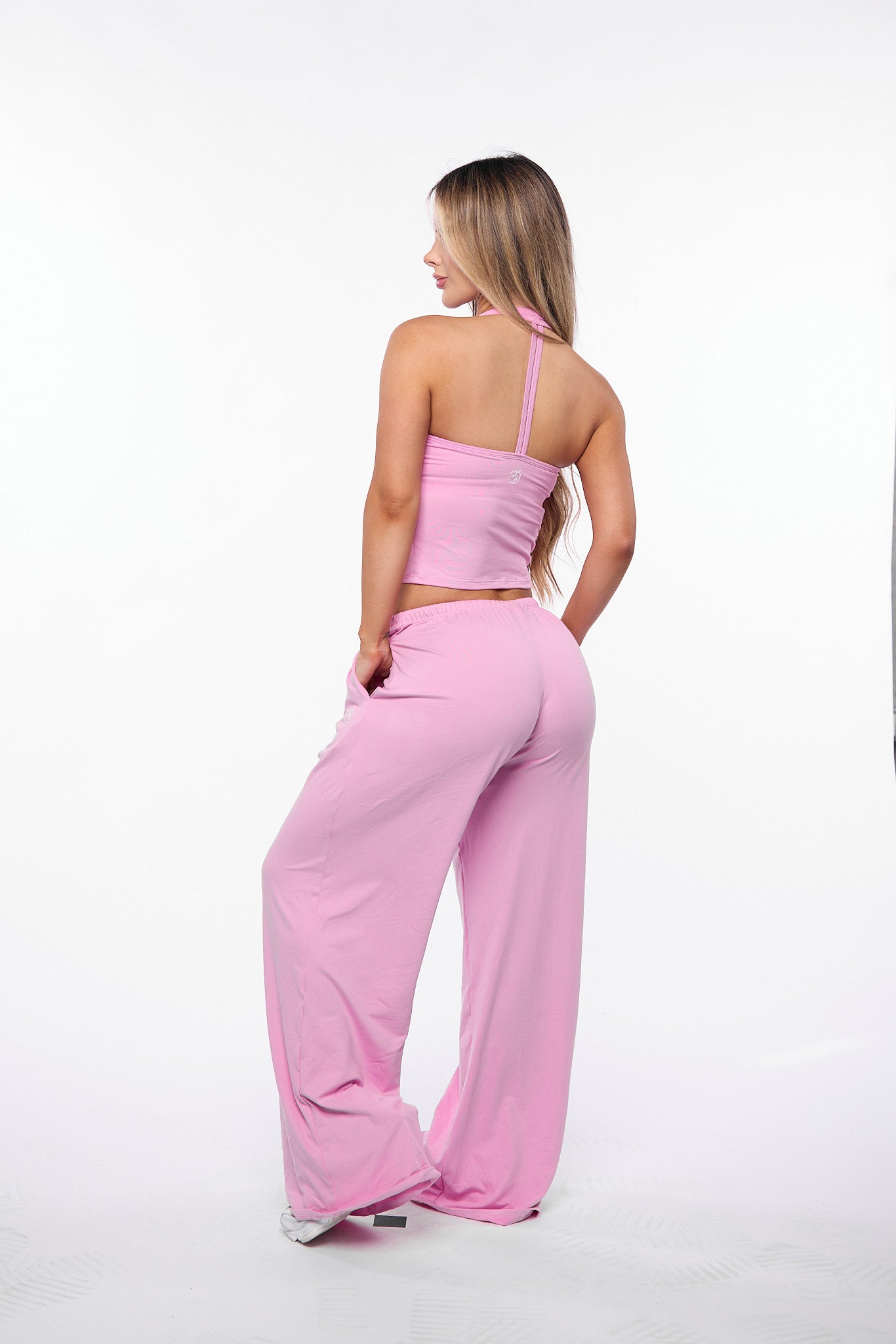 Pink Halter Lounge Pant Set