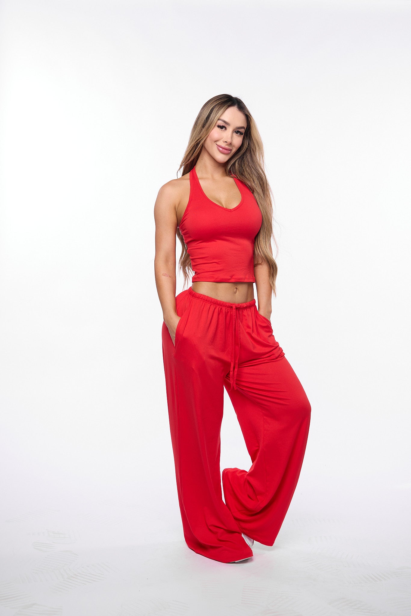 Red Halter Lounge Pant Set