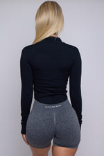 Black Zipper Jacket — back view showing full-zip front