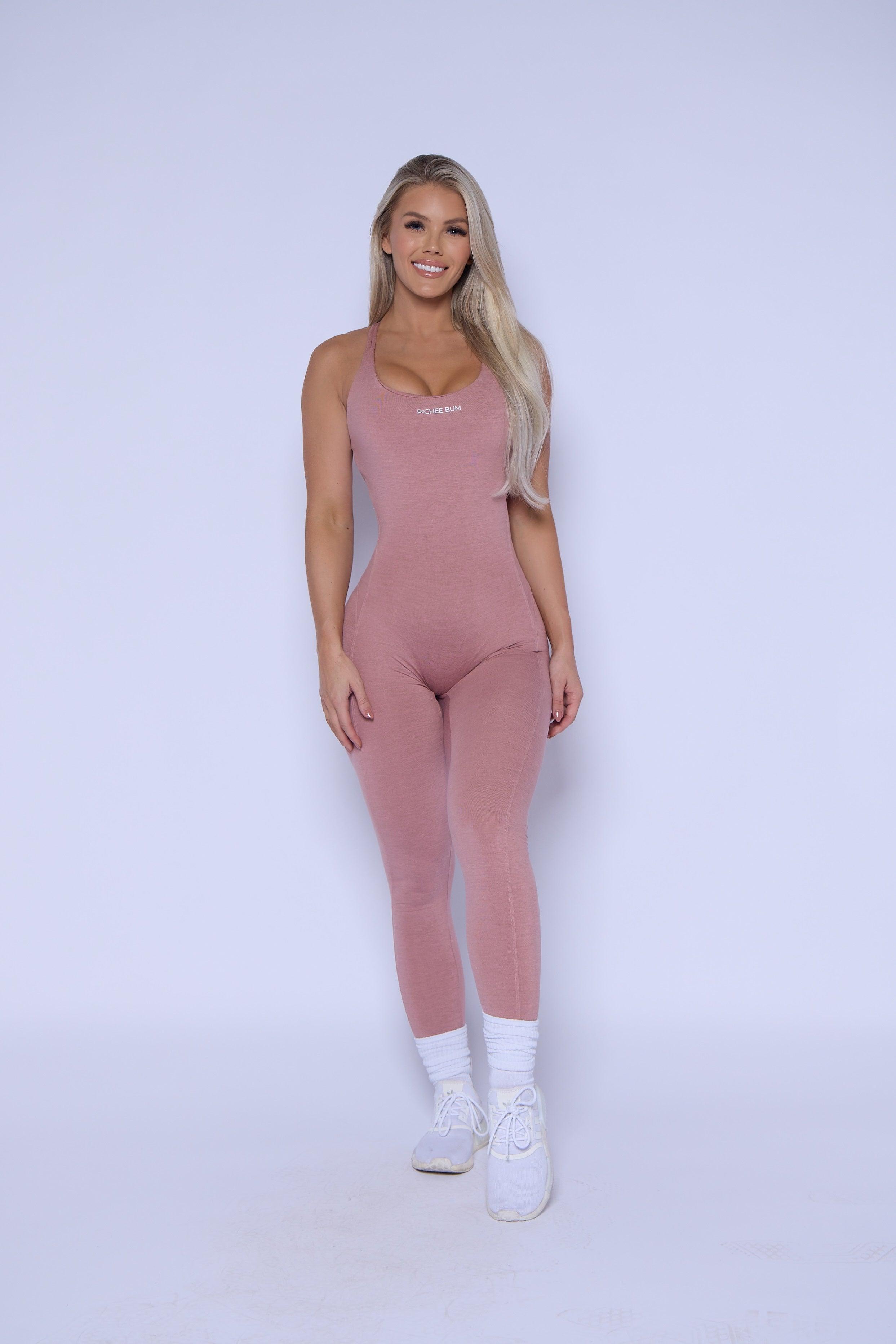 Heather Dusty Pink Snatching Scrunch Butt Jumpsuit - Pcheebum